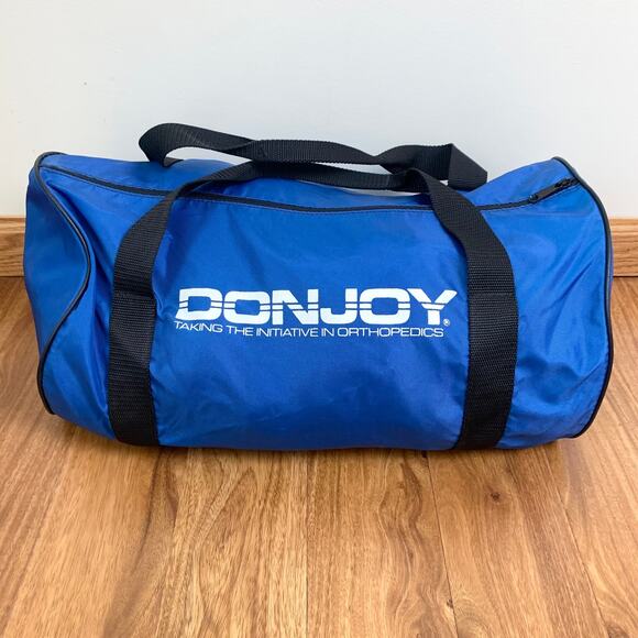 VTG 90s DonJoy‎ Orthopedic screen print logo royal blue duffle bag Made in USA - Picture 1 of 7